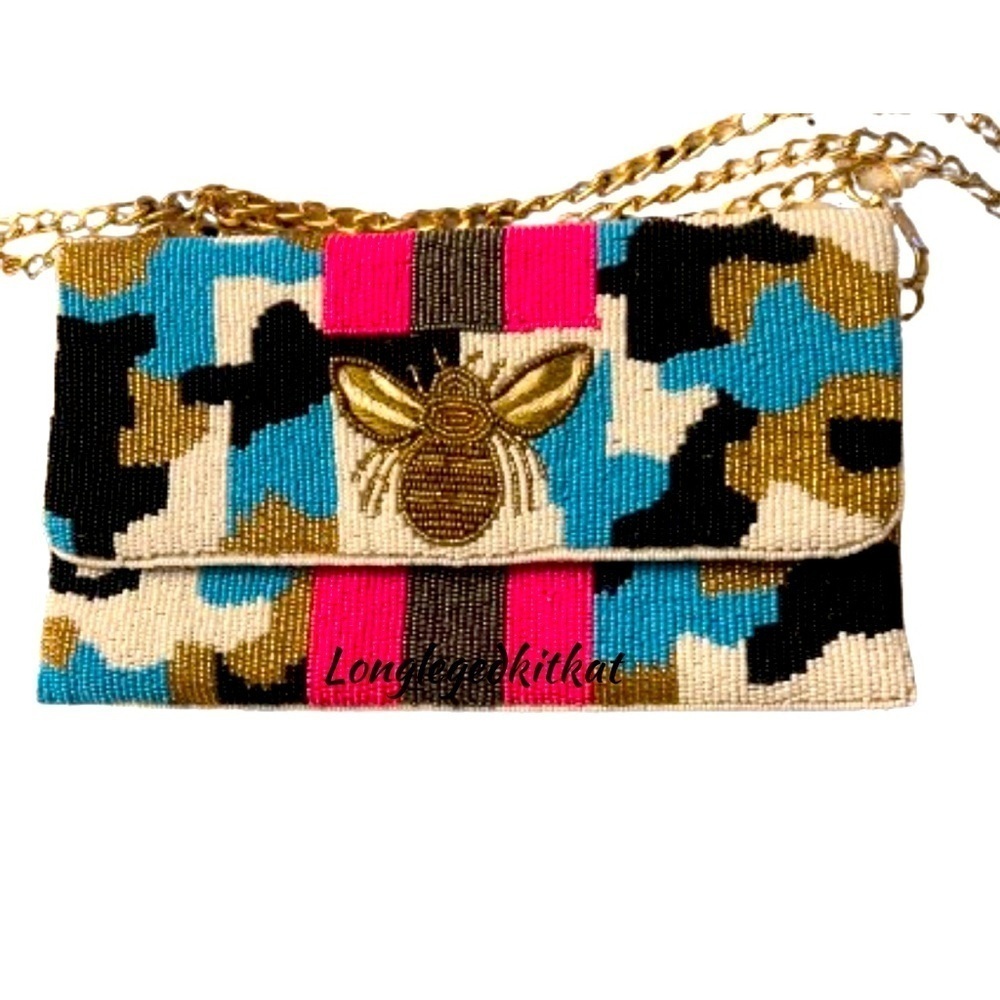 HANDMADE BEADED BEE HANDBAG-NWOT - Picture 6 of 6